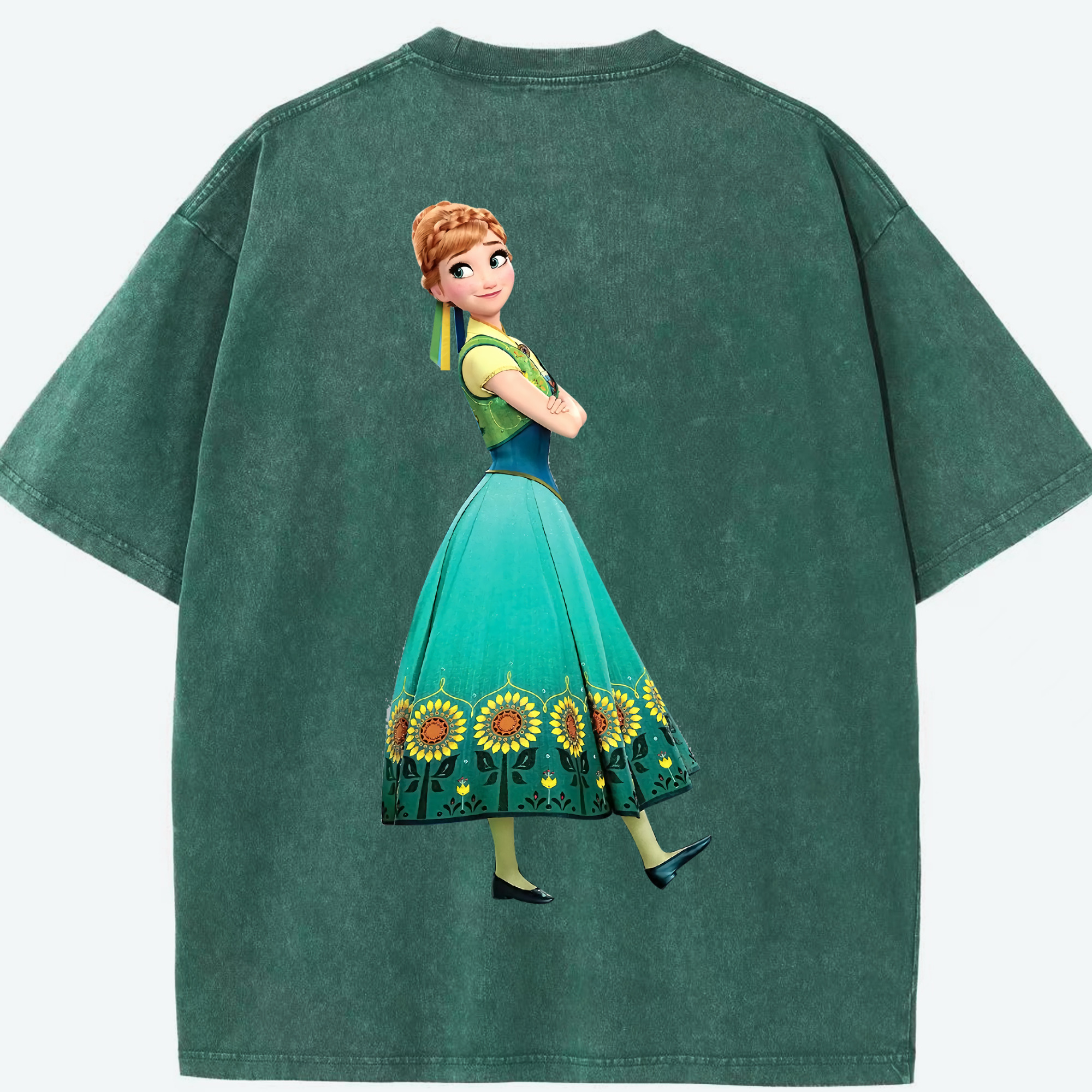 （画像用） アナと雪の女王 アンナ エルサ Frozen Anna Elsa 綿100% ヴィンテージ風 半袖Tシャツ（背面プリント）